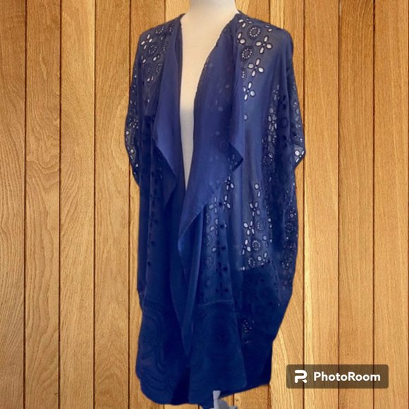 NWOT J Crew Navy eyelet swim cover up wrap OS - Picture 5 of 7